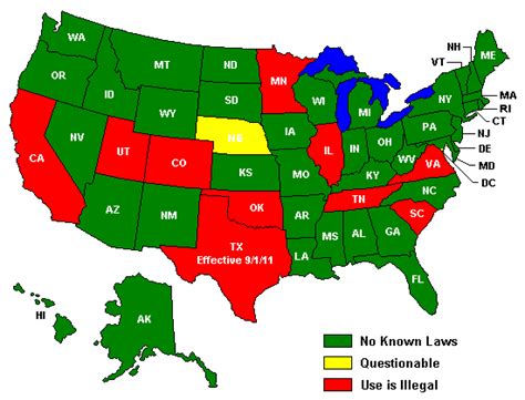 radar detector illegal states map